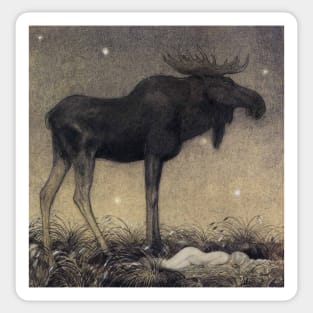 Leap The Elk And Princess Tuvstarr by John Bauer Sticker
